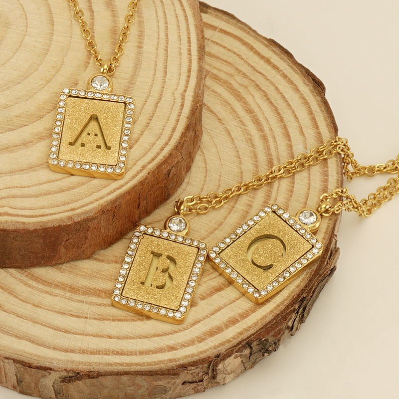 Trendy Titanium Steel Alphabet Necklace β Hollow Letter Pendant, 18K Gold & Diamonds - Image 5