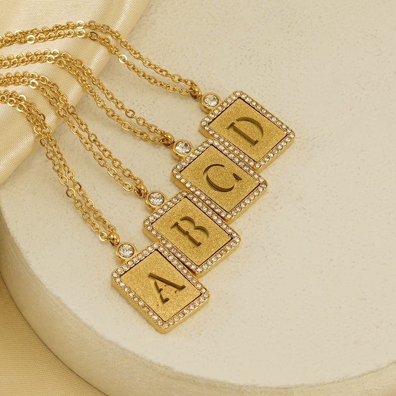 Trendy Titanium Steel Alphabet Necklace β Hollow Letter Pendant, 18K Gold & Diamonds - Image 6